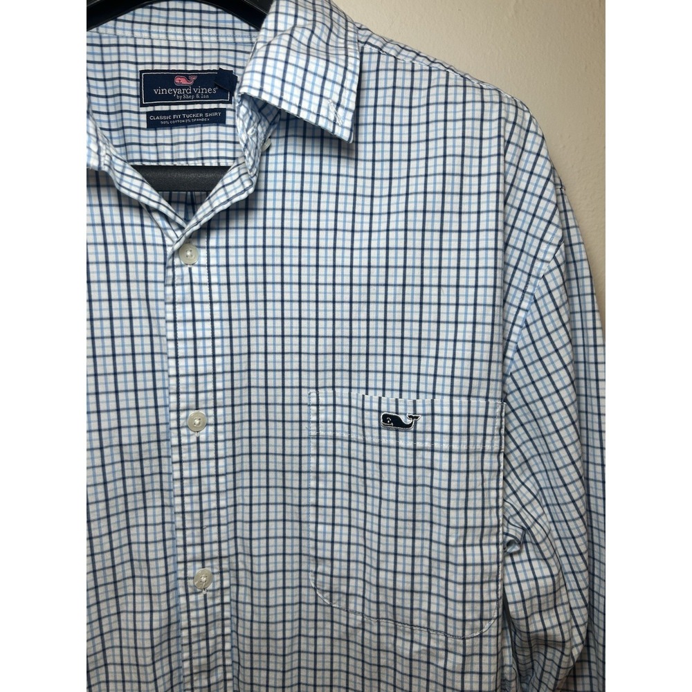 Vineyard Vines Classic Fit Tucker Shirt Pocket Blue White Navy Size XL‎